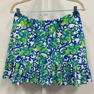 Katherine Way Swirl Pattern Golf Athleisure Stretch Skort Green Blue XL